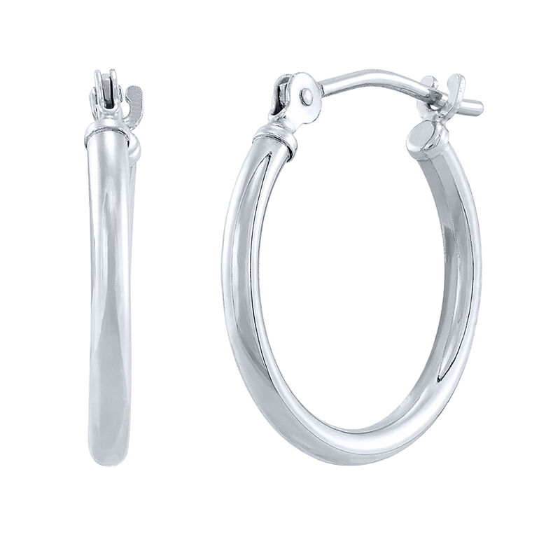 14k White Gold Polished Hoop Earrings (3x25mm)