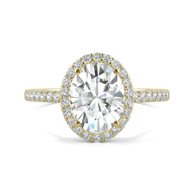 Moissanite Oval Halo Ring in 14K Yellow Gold (2 3/8 ct. tw.)