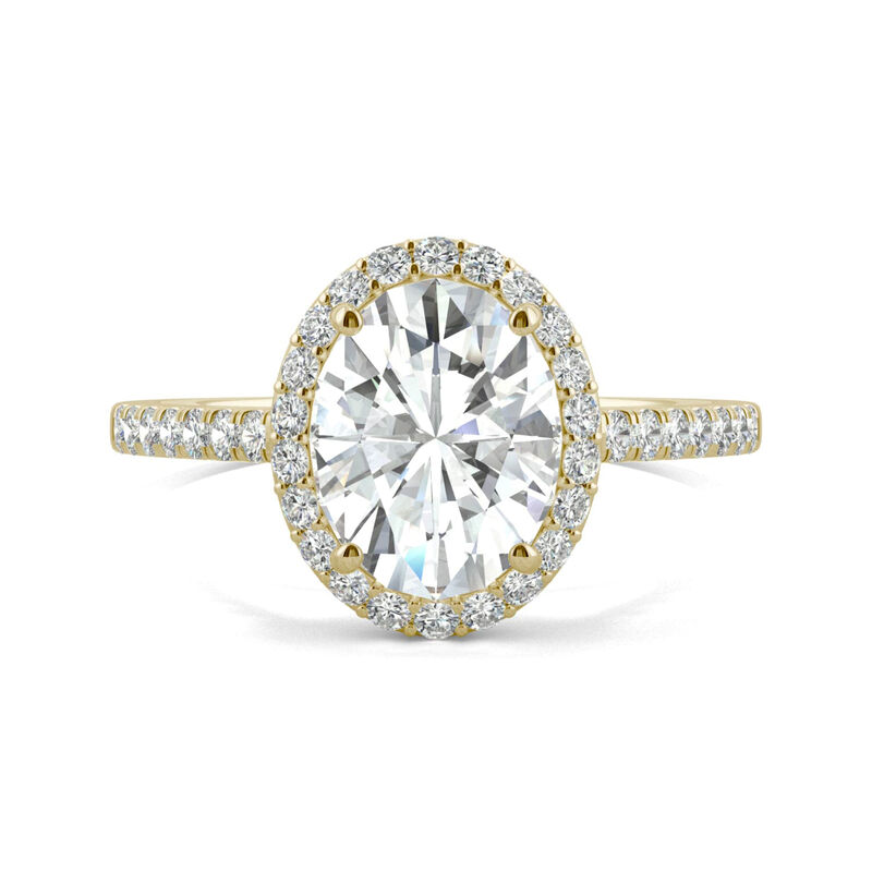 Moissanite Oval Halo Ring in 14K Yellow Gold &#40;2 3/8 ct. tw.&#41;