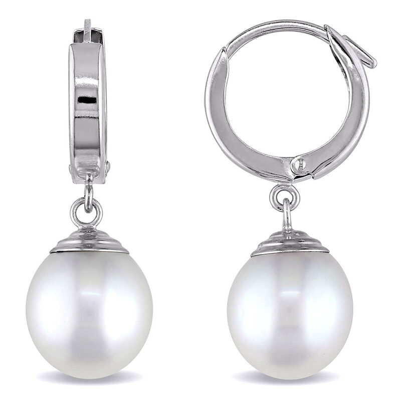 South Sea Pearl Drop Earrings in 14K White Gold