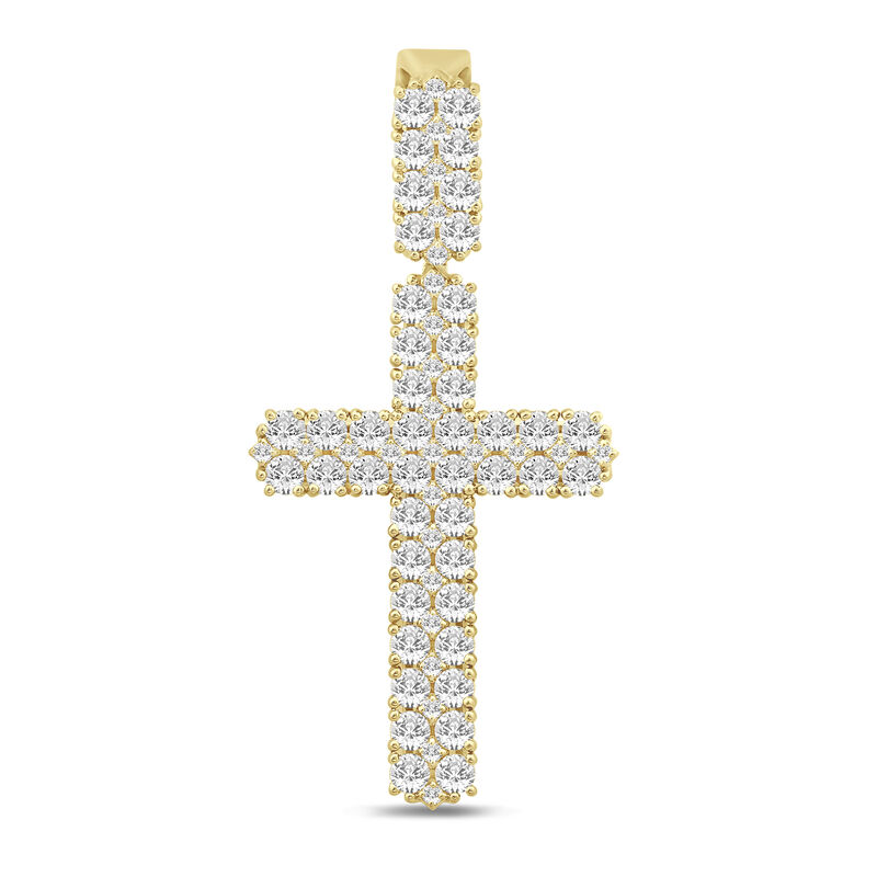 Lab Grown Diamond Cross Charm in 10K Yellow Gold &#40;3 5/8&#41;