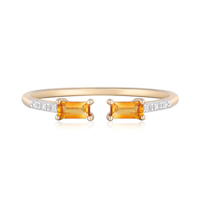  Citrine & Diamond Accent Stacking Ring in 10K Yellow Gold 