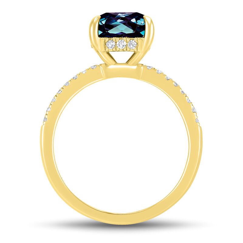Lab-Created Alexandrite and Diamond Ring in 14K Yellow Gold &#40;1/4 ct. tw.&#41;