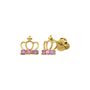 Children&#39;s Princess Tiara Earrings with Pink &amp; Purple Cubic Zirconia in 14K Yellow Gold