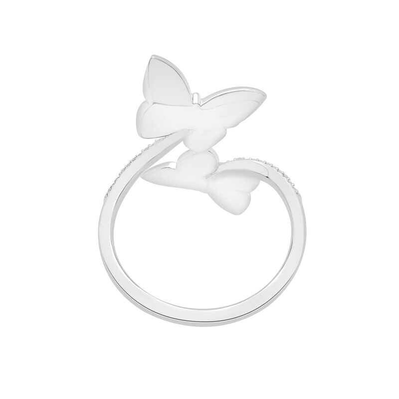 Black and White Diamond Butterfly Ring in Sterling Silver &#40;1/2 ct. tw.&#41;