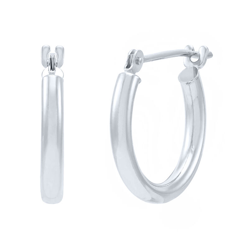 Round Polished Hoop Earrings in 14K White Gold