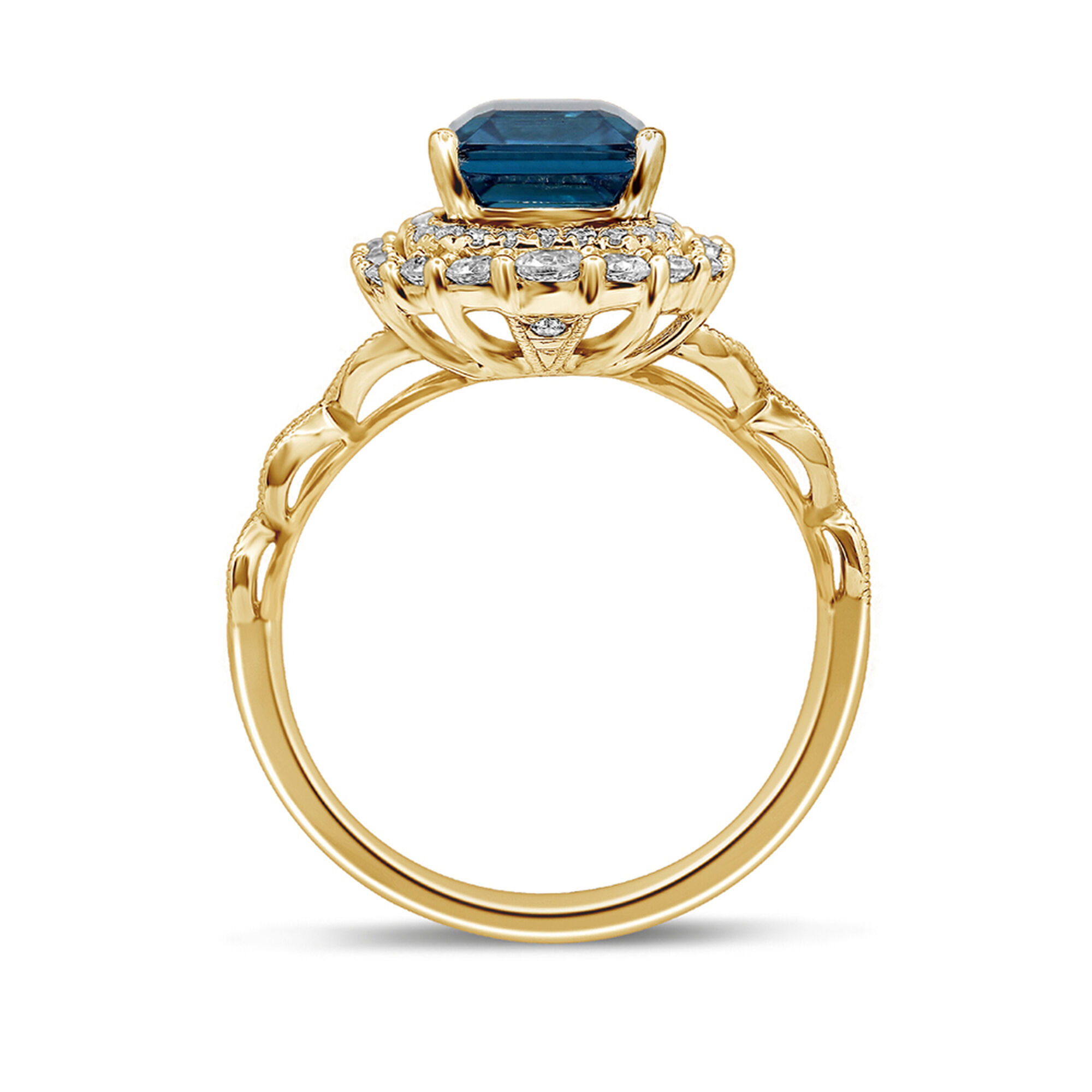 Olivia London Blue Topaz &amp; Diamond Engagement Ring in 14K yellow gold &#40;7/8 ct. tw.&#41; 