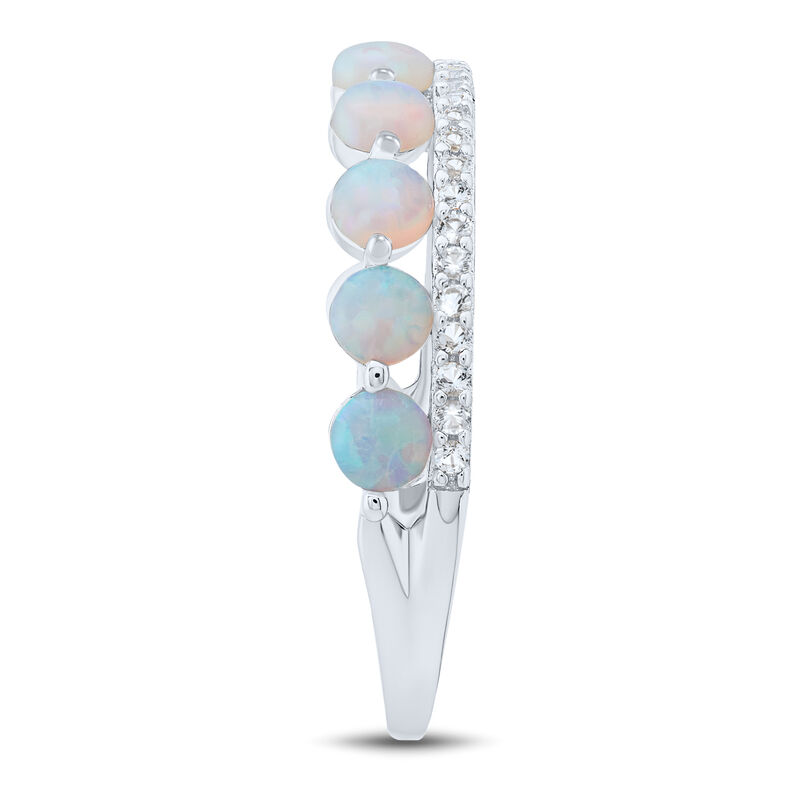 Lab Created Opal and Lab Created White Sapphire Stack Ring in Sterling Silver