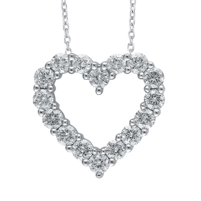 Lab Grown Diamond Heart Pendant in 14K White Gold &#40;1 ct. tw.&#41;