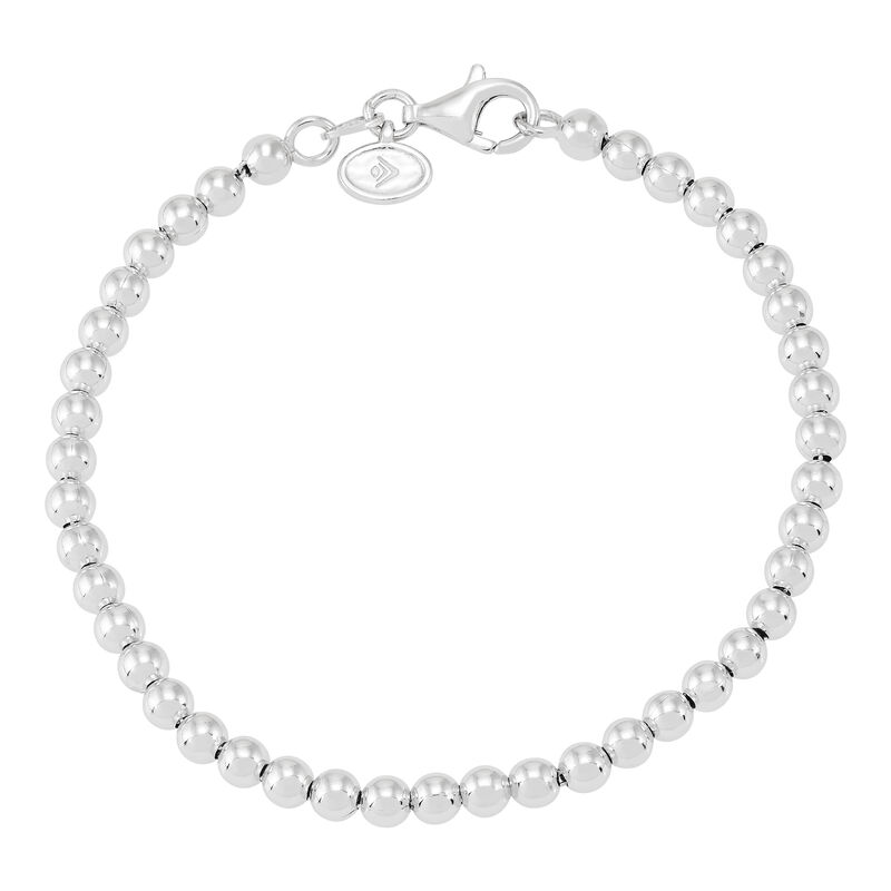 Polished Bead Bracelet in Sterling Silver, 4MM, 7.5&quot;