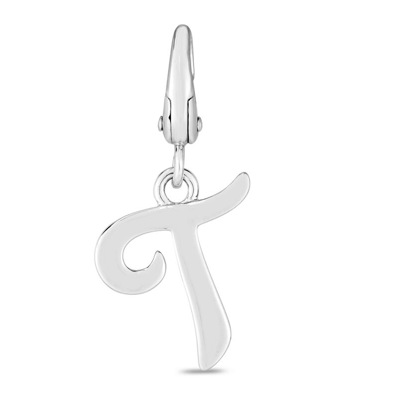 Letter T Charm in Sterling Silver