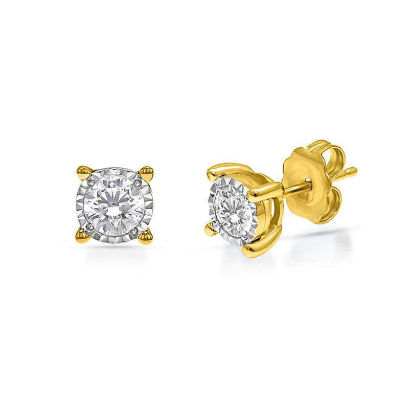 Round Diamond Illusion Stud Earrings in 10K Yellow Gold &#40;1/2 ct. tw.&#41;