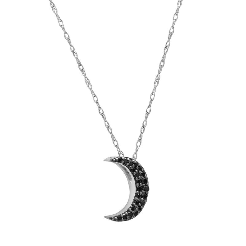 Black Diamond Crescent Moon Pendant in 10K White Gold &#40;1/10 ct. tw.&#41;