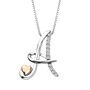 Diamond A Initial Pendant in Sterling Silver &amp; 14K Rose Gold