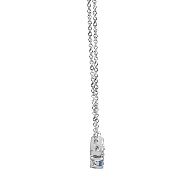Blue Topaz Bar Necklace with Diamonds in Sterling Silver &#40;1/10 ct. tw.&#41;