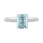 Emerald-Cut Aquamarine Ring with Diamond Side Stones in 14K White Gold &#40;1/3 ct. tw.&#41;