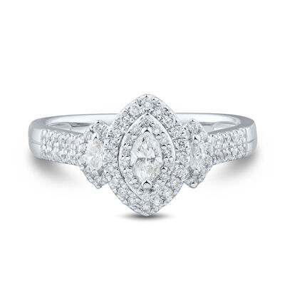 Diamond Marquise-Shaped Engagement Ring with Side Stones in 14K White Gold (1/2 ct. tw.)