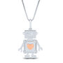 Robot Pendant with Diamond Accents in Sterling Silver and 14K Rose Gold