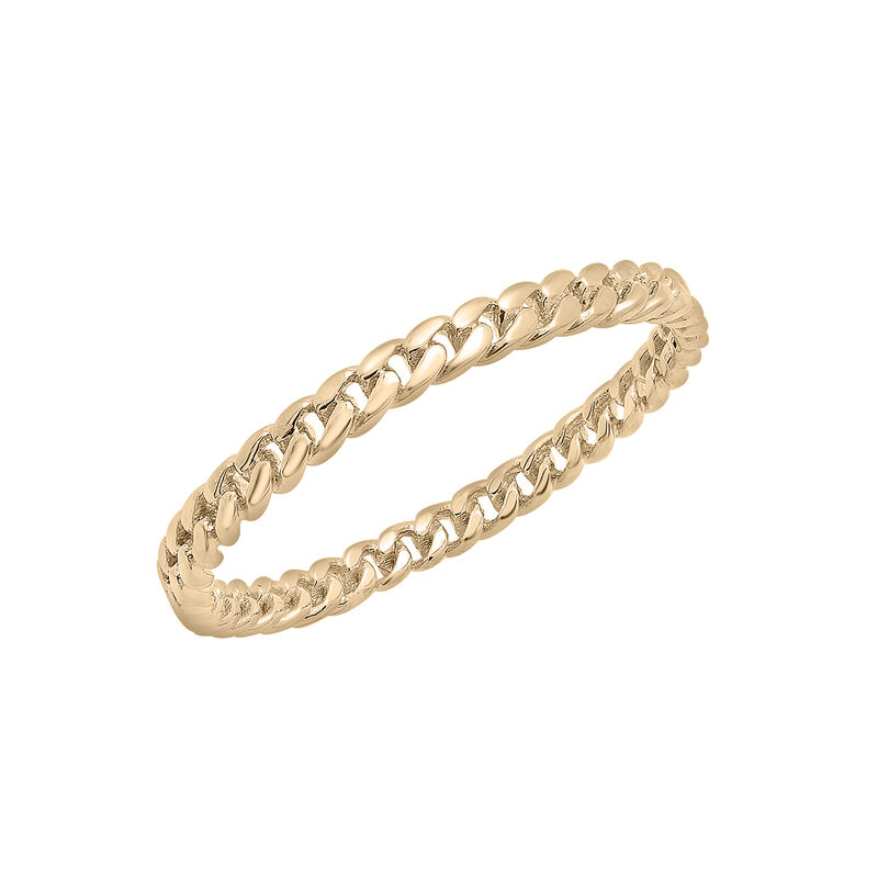 Mini Curb Link Ring in 14K Yellow Gold