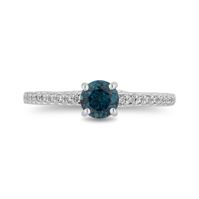 Cinderella London Blue Topaz Promise Ring with Diamonds in Sterling Silver (1/7 ct. tw.)
