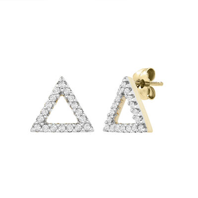 1/10 ct. tw. Diamond Triangle Earrings in 10K Yellow Gold