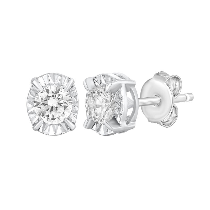Oval Diamond Stud Earrings in 10K White Gold &#40;1/2 ct. tw.&#41;