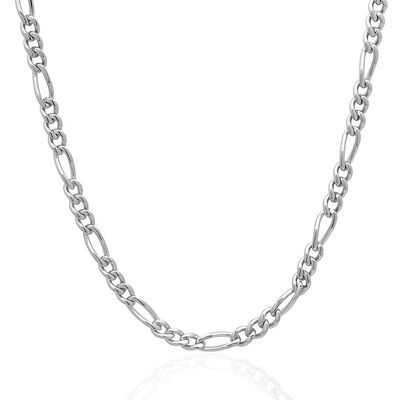 Figaro Link Chain in Stainless Steel, 24”