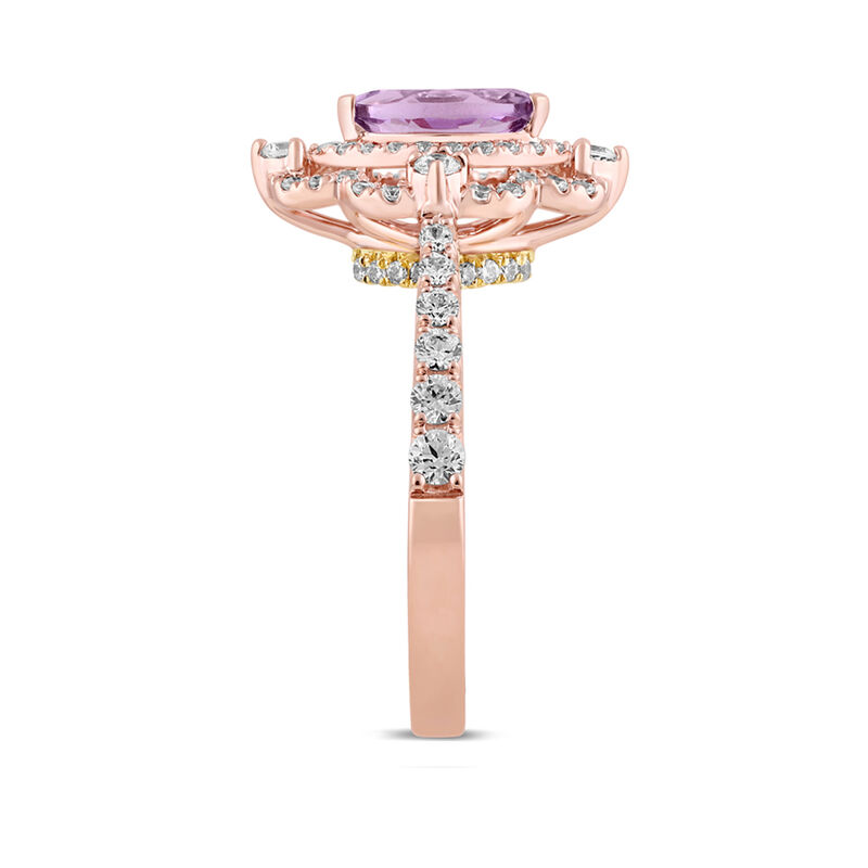 Margaux Rose de France Amethyst Engagement Ring with Diamonds in 14K Rose Gold &#40;3/4 ct. tw.&#41; 