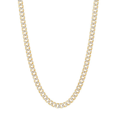 Men’s Pave Diamond-Cut Curb Chain in 14K Yellow Gold, 2.4MM, 18”