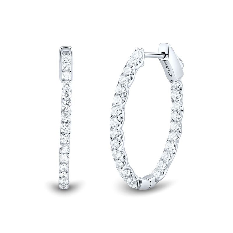 1 ct. tw. Lab Grown Diamond Oval Hoop Earrings in 14K White Gold