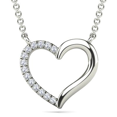 Diamond Accent Heart Necklace in 14K White Gold