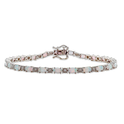 Opal & Diamond Bracelet in Sterling Silver