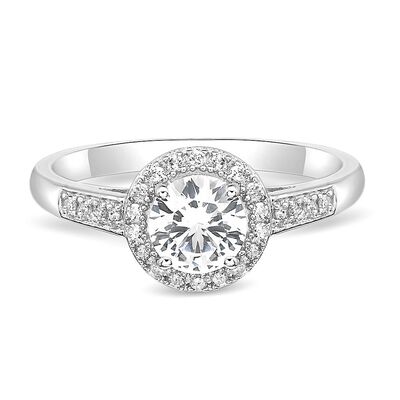 Lab Created White Sapphire & 1/8 ct. tw. Diamond Ring in Sterling Silver