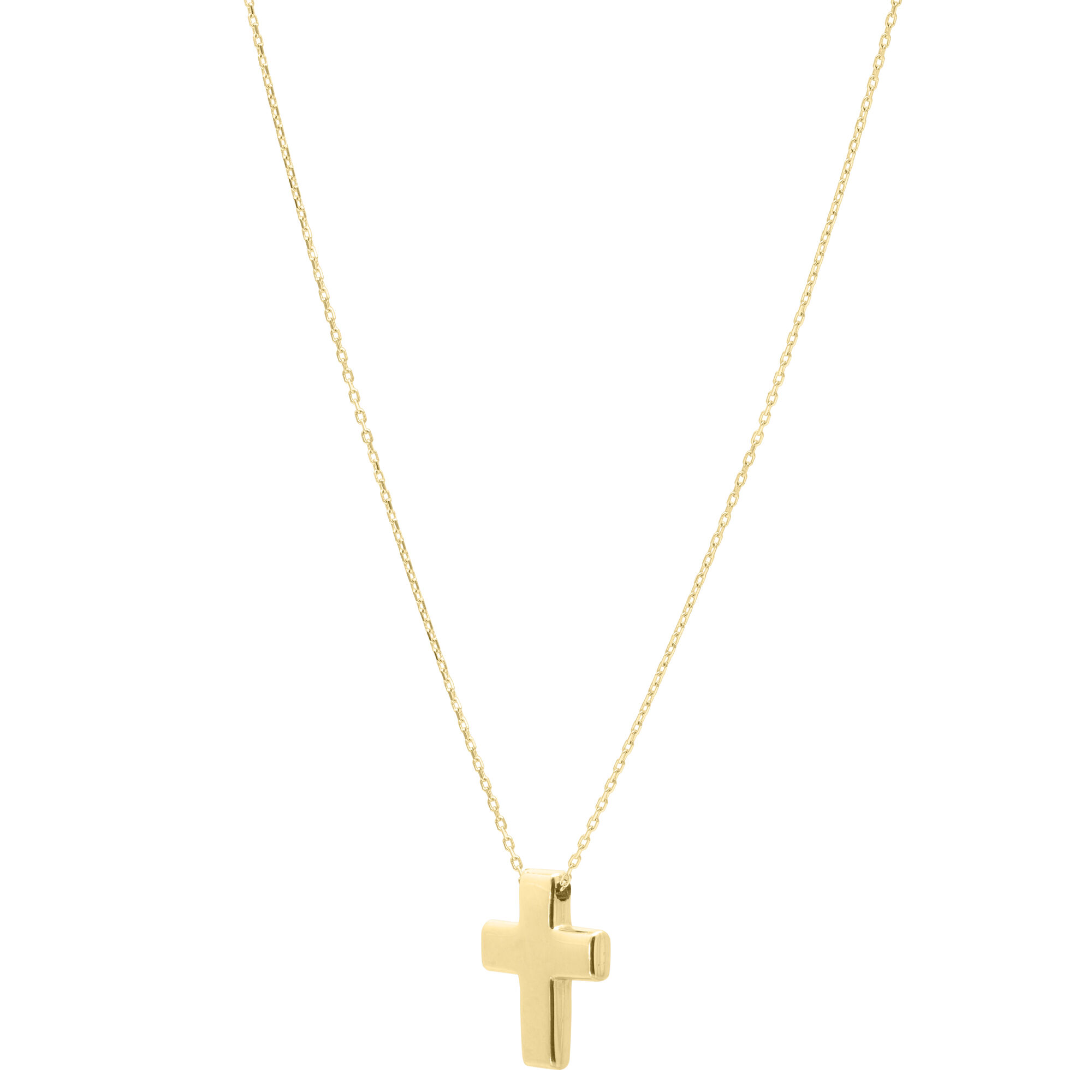 Puff Cross in 14K Yellow Gold