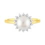 Freshwater Cultured Pearl &amp; Lab Created White Sapphire Ring in 10K Yellow Gold
