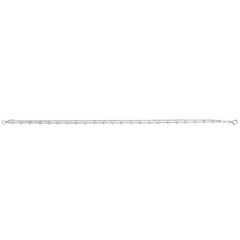 Double-Strand Bead Anklet in Sterling Silver, 10&rdquo;