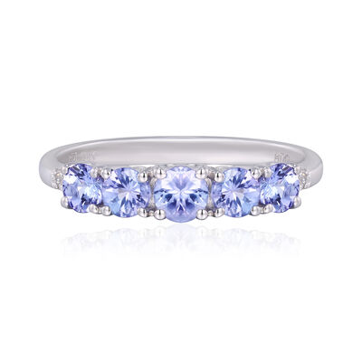 Tanzanite Ring with Diamond Accents in 10K White Gold