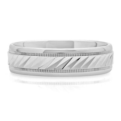 Men's Wave Pattern Band in Sterling Silver, 6MM