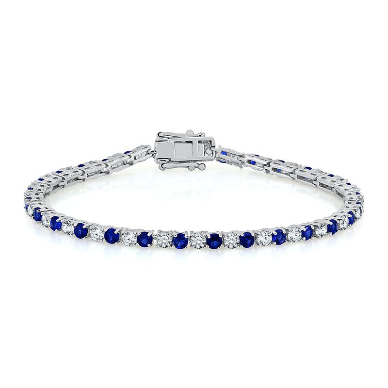 Lab-Created Gemstone and White Sapphire Bracelet in Sterling Silver