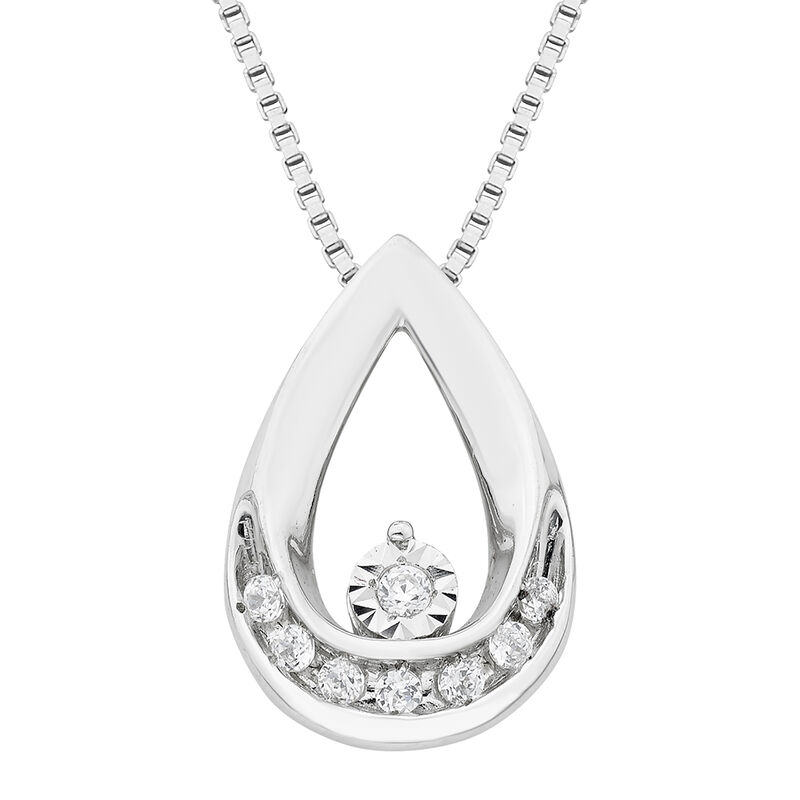 Diamond Letter T Necklace 1/15 ct tw Round-cut Sterling Silver 18