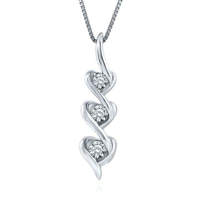 1/5 ct. tw. Diamond Triple-Heart Pendant in 10K White Gold