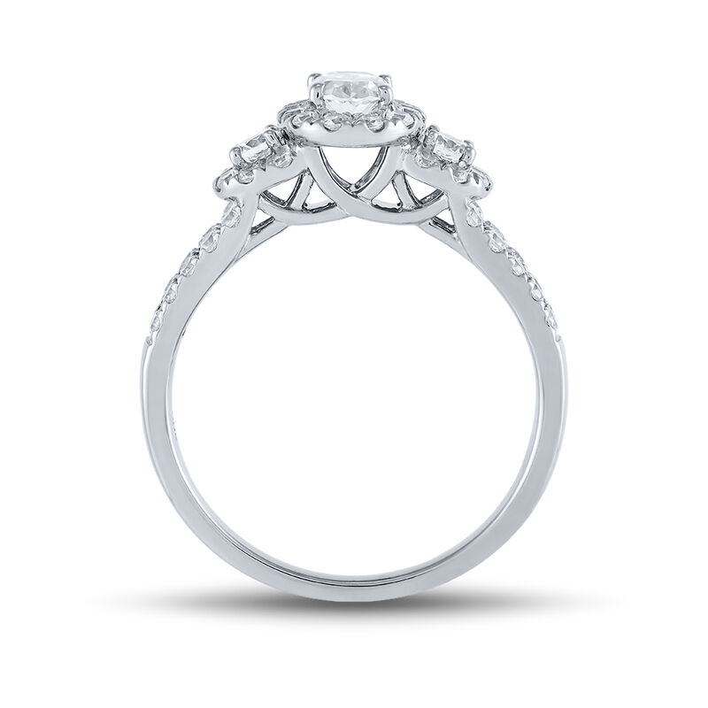 Lab Grown Diamond Oval Engagement Ring with Split-Shank Band in 14K White Gold (1 ct. tw.)