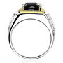 Men&rsquo;s Onyx and Diamond Ring in Sterling Silver and 10K Yellow Gold &#40;1/7 ct. tw.&#41;