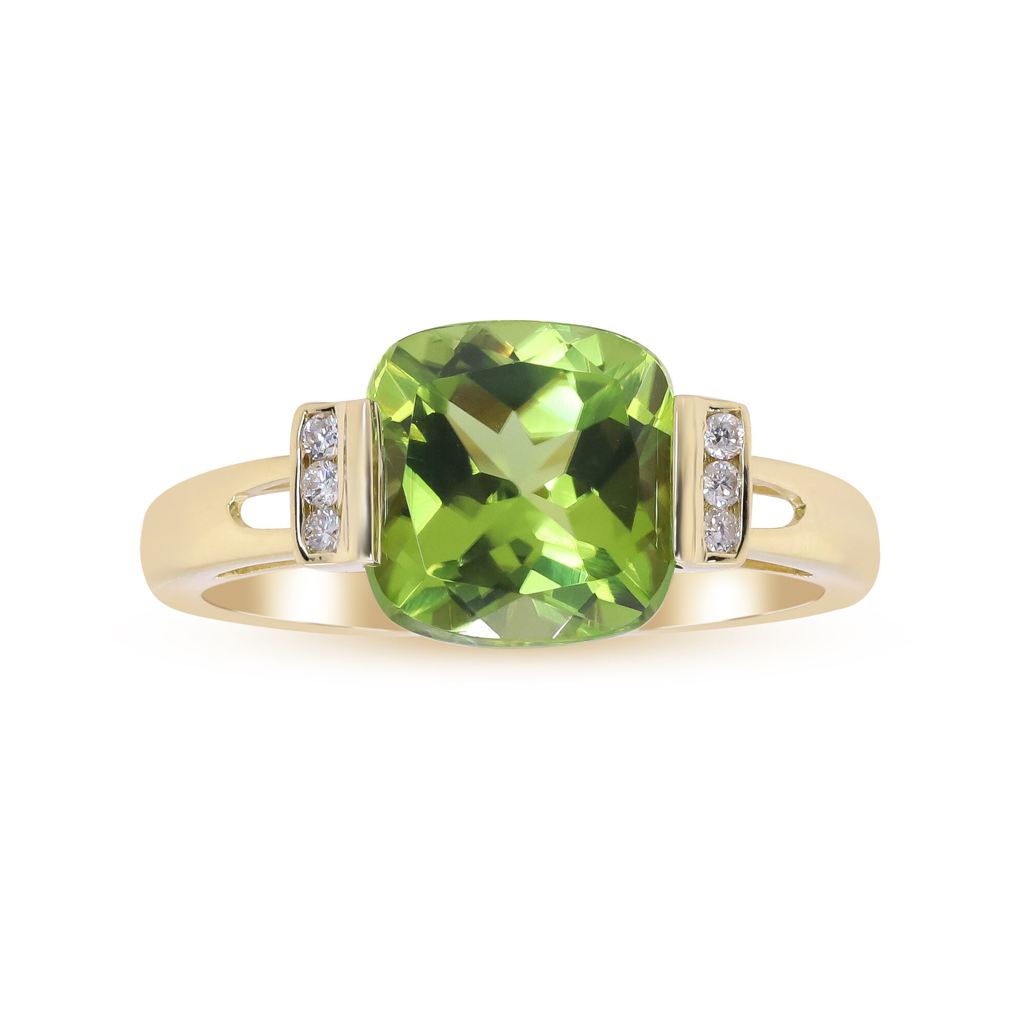14k gold two tone peridot & diamond 3-stone ring – Rambling Rose