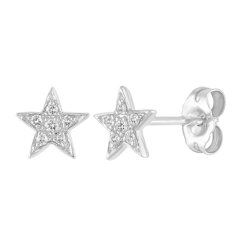 Diamond Star Stud Earrings in 10K White Gold