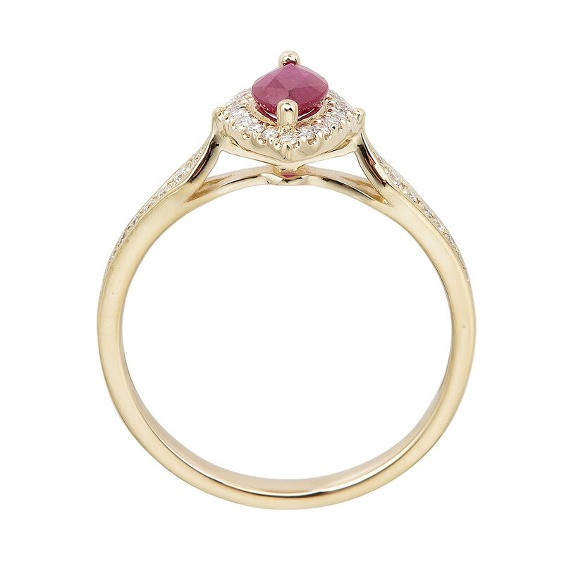 Ruby &amp; 1/7 ct. tw. Diamond Ring in 10K Yellow Gold