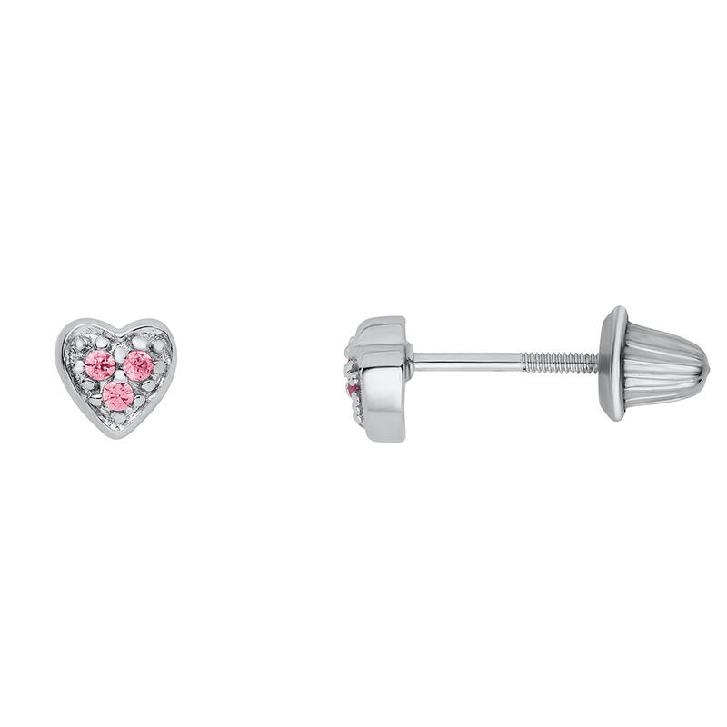 Children&rsquo;s Heart Pendant &amp; Earring Set with Cubic Zirconia in Sterling Silver
