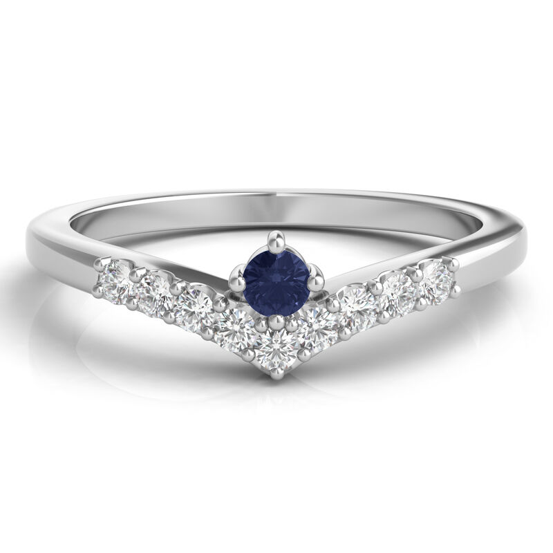Lab Grown Diamond and LabCreated Blue Sapphire Ring in Sterling Silver