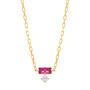 Lab Grown Diamond Accent and Lab-Created Gemstone Necklace in 10K Gold