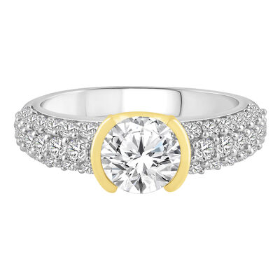 Lab Grown Diamond Engagement Ring in 14K White Gold & 14K Yellow Gold (1 3/4 ct. tw.)